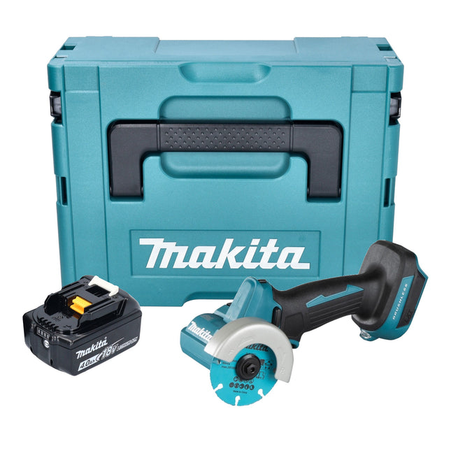 Makita DMC 300 M1J Smerigliatrice angolare a batteria 18 V 76 mm brushless + 1x batteria 4,0 Ah + Makpac - senza caricabatterie