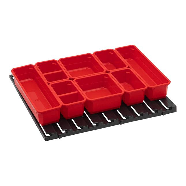 Qbrick System Set di contenitori n. 6 Parete dell'officina 39 x 35 cm con 8 contenitori per PRO Organiser 100 / 200