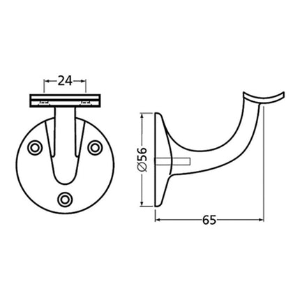 Supporto corrimano HERMETA 3500 alluminio plastificato nero ( 3000283325 )