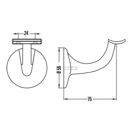 Supporto corrimano HERMETA 3506 alluminio anodizzato argento ( 3000283334 )