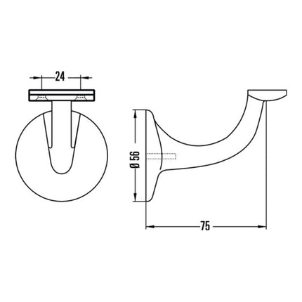 Supporto per corrimano HERMETA 3508 in alluminio anodizzato argento ( 3000283338 )