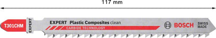 Lama per seghetto alternativo BOSCH Plastic Composites T301CHM Lunghezza totale 117 mm ( 4000837478 )