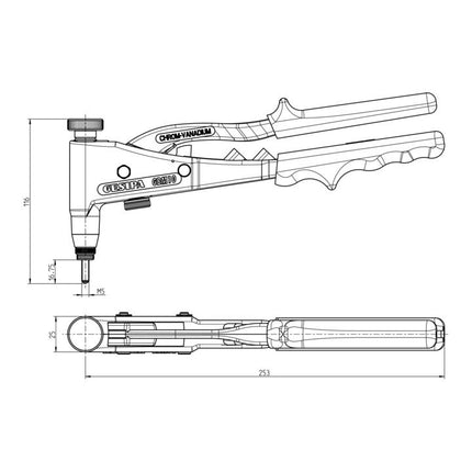GESIPA Utensile manuale per dadi per rivetti ciechi GBM10 Lunghezza totale 260 mm Peso 0,6 kg Corsa 7 mm ( 8000303348 )