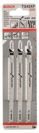 Lama per seghetto alternativo BOSCH T 345 XF Progressor per legno e metallo L.132mm passo denti 2.4-5mm ( 8000346044 )