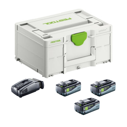 Festool SYS 18V 3x8,0/SCA16 Energy Set 3x batteria 18 V 8,0 Ah ( 3x 577323 ) + caricatore ( 576953 ) + Systainer