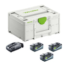 Festool SYS 18V 3x8,0/SCA16 Energy Set 3x batteria 18 V 8,0 Ah ( 3x 577323 ) + caricatore ( 576953 ) + Systainer