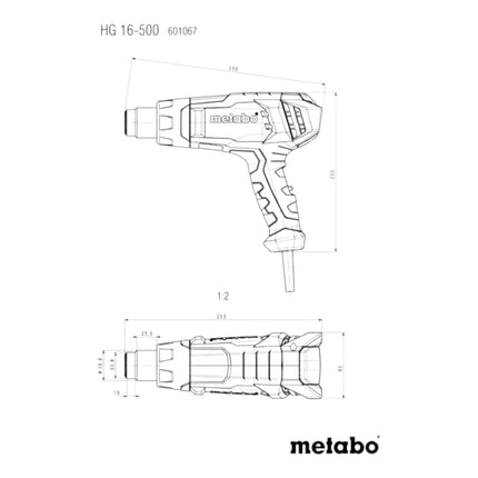 Metabo HG 16-500 Pistola ad aria calda 1600 watt 300 / 500 °C ( 601067000 )