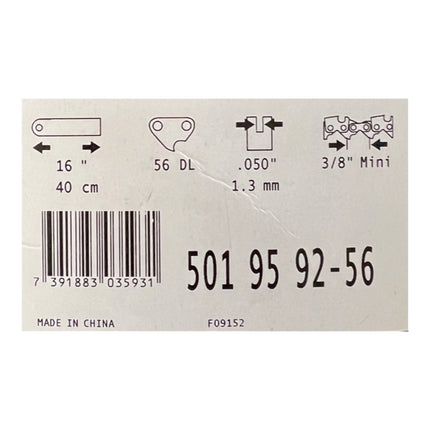 Husqvarna barra di guida barra di catena 40 cm 3/8" mini 56 TG 1,3 mm ( 501 95 92-56 ) per 321 EL / 135 / 240 / 240 e-series / T540 XP / T540 XP II / 236 / T435