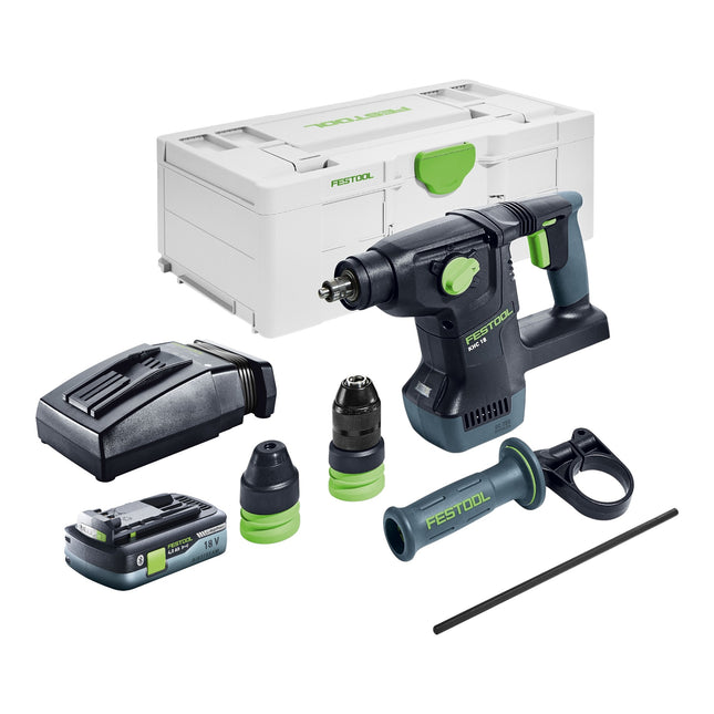 Martello combinato a batteria Festool KHC 18 EB-Basic 18 V 2,6 J SDS-Plus Brushless + 1x batteria ricaricabile 4,0 Ah + caricatore + systainer