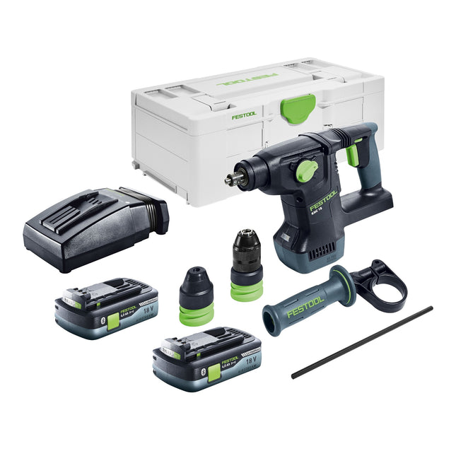Martello combinato a batteria Festool KHC 18 EB-Basic 18 V 2,6 J SDS-Plus Brushless + 2x batteria 4,0 Ah + caricatore + systainer