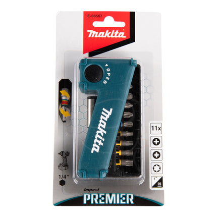 Set di punte a torsione Makita Impact Premier ( E-03567 ) 11 pezzi da 1/4" per avvitatore a impulsi DTD 171 / 172
