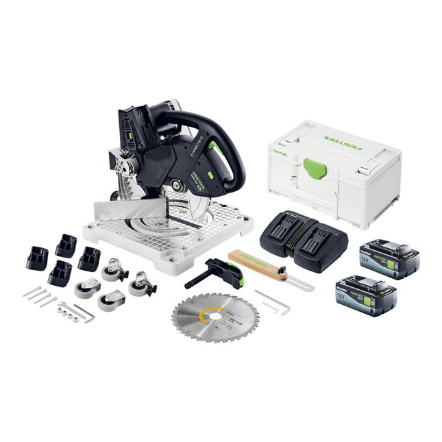 Festool SYMC 70 EB Basic Sega per modanatura a batteria 36 V ( 2 x 18 V ) 216 mm + 2x batteria ricaricabile 8,0 Ah + doppio caricabatterie + Systainer