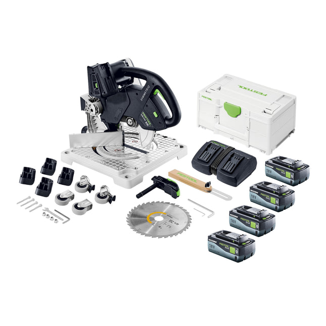 Festool SYMC 70 EB Basic Sega per modanatura a batteria 36 V ( 2 x 18 V ) 216 mm + 4x batteria ricaricabile 8,0 Ah + doppio caricabatterie + Systainer