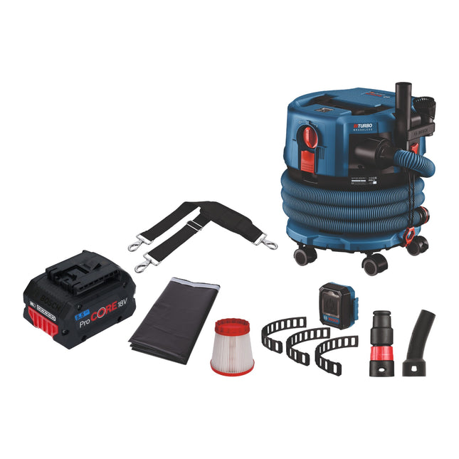 Bosch GAS 18V-12 MC Aspiratore professionale a batteria BITURBO Brushless + 1x batteria ProCore 5,5 Ah + accessori - senza caricabatterie