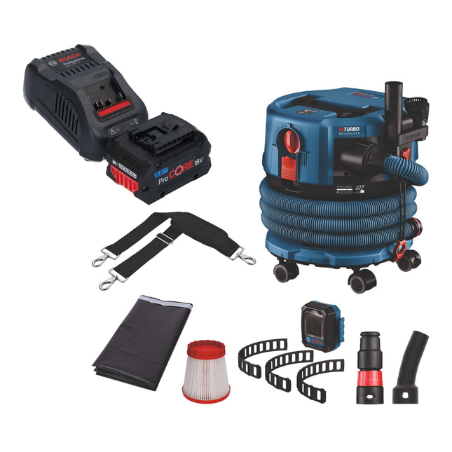 Bosch GAS 18V-12 MC Aspiratore professionale a batteria BITURBO Brushless + 1x batteria ProCore 5,5 Ah + caricatore rapido + accessori