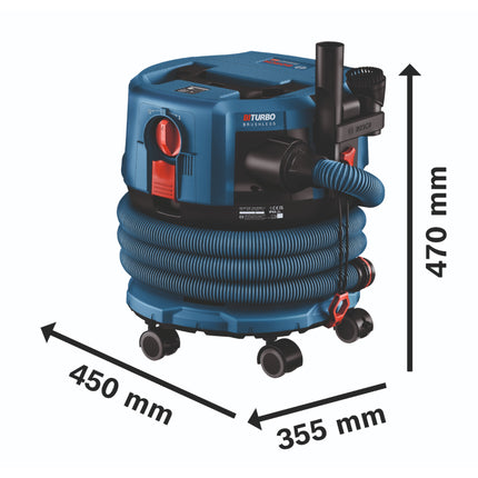 Bosch GAS 18V-12 MC Aspiratore professionale a batteria BITURBO Brushless + 1x batteria ProCore 8,0 Ah + accessori - senza caricabatterie