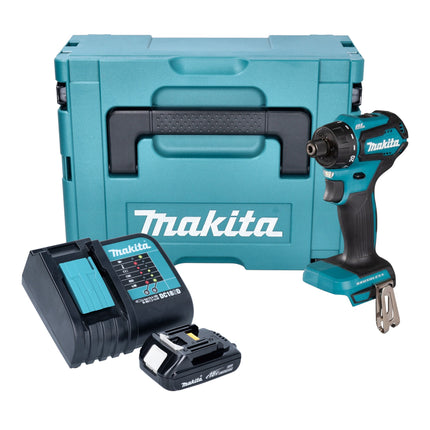 Makita DDF 083 SY1J Trapano avvitatore a batteria 18 V 40 Nm 1/4'' brushless + 1x batteria ricaricabile 1,5 Ah + caricabatterie + Makpac