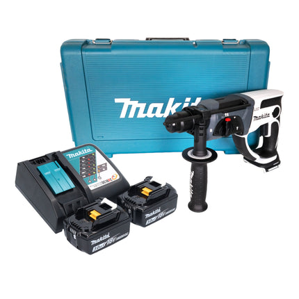 Makita DHR 202 RFW trapano a percussione a batteria 18 V 20 mm 2,0 J bianco + 2x batteria ricaricabile 3,0 Ah + caricabatterie + custodia