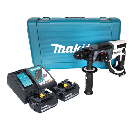 Makita DHR 202 RGW trapano a percussione a batteria 18 V 20 mm 2,0 J bianco + 2x batteria ricaricabile 6,0 Ah + caricabatterie + custodia