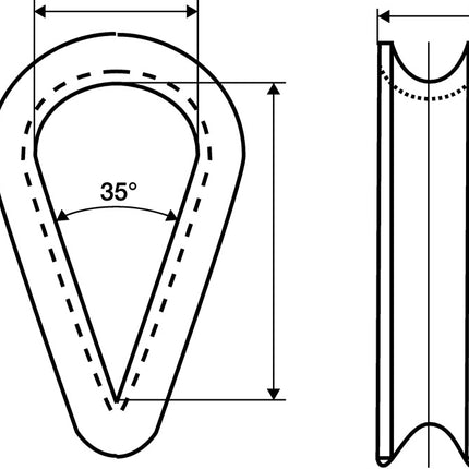 Kausche DIN 6899 Form B ( 1000120170 ) 10 mm galvanisch verzinkt mit tiefer Rille