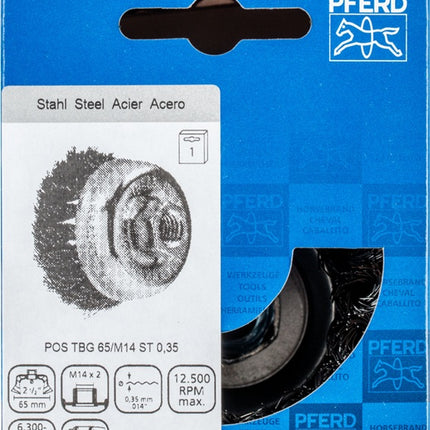 PFERD spazzola a tazza POS TBG ST ( 8000435481 ) Ø 65 mm M14 spessore del filo 0,35 mm