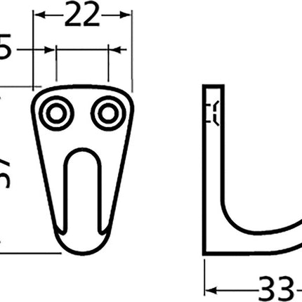 Hermeta gancio per asciugamani 0553 ( 3000283279 ) 1 gancio Altezza 37 mm Sporgenza 33 mm
