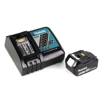 Makita DHP 485 RT1J Trapano avvitatore a percussione a batteria 18 V in valigetta Makpac + 1x Batteria 5,0 Ah + Caricabatterie rapido