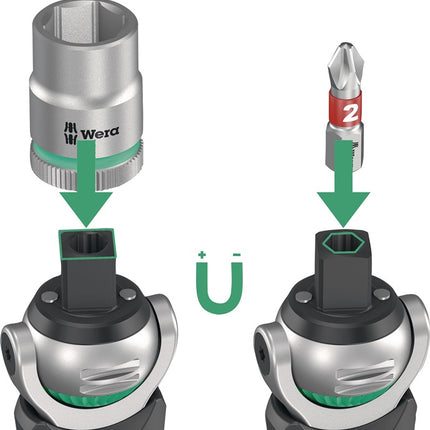 Wera Steckschlüsselsatz 8009 Zyklop Pocket Set 3 ( 8002931221 ) 27-teilig 3/8″ + 1/4 ″