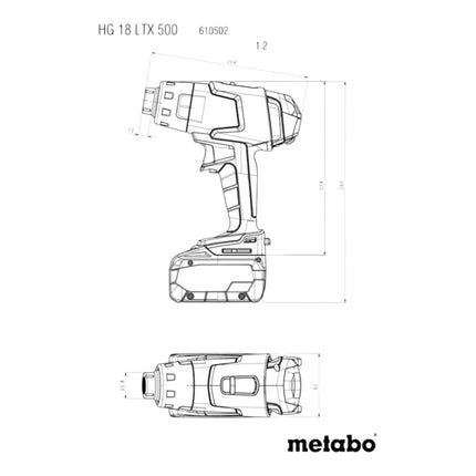 Metabo HG 18 LTX 500 Pistola ad aria calda a batteria 18 V 300 / 500 °C Solo ( 610502850 ) - senza batteria, senza caricabatterie
