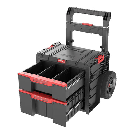 Qbrick System PRO Cart 2.0 Plus Drawer 2 box mobile su ruote 520 x 415 x 660 mm 9,5 l 12 l maniglia telescopica doppia rimovibile