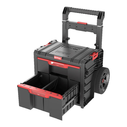 Qbrick System PRO Cart 2.0 Plus Drawer 2 box mobile su ruote 520 x 415 x 660 mm 9,5 l 12 l maniglia telescopica doppia rimovibile