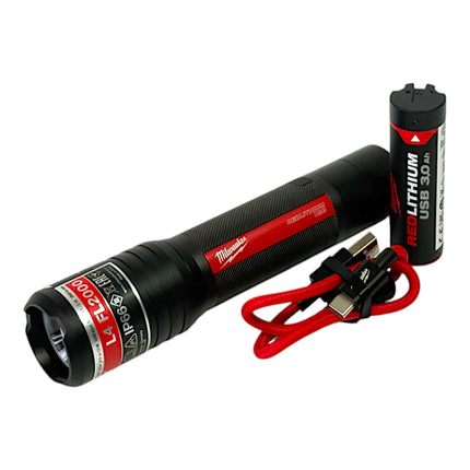 Milwaukee L4 FL2000 301 Akku Taschenlampe IP 66 2000 Lumen USB 4933479637 1x Akku 3 0 Ah USB Kabel 1 - toolbrothers