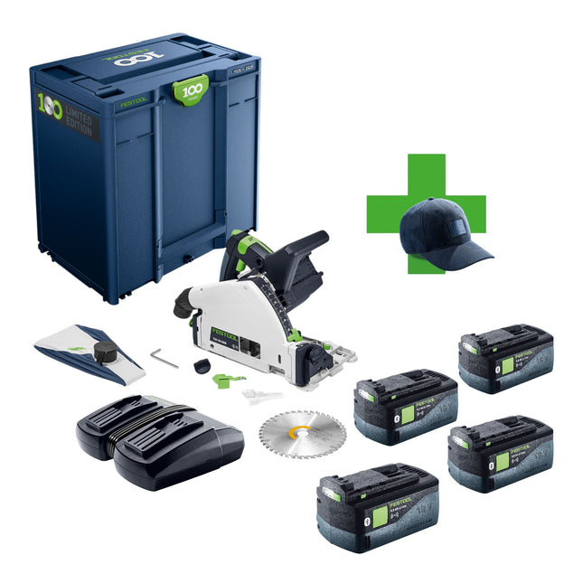 Festool TSC 55 KEB Basic 100Y Limited Edition Akku Tauchsaege 18 36 V 2x 18 V 160 mm Brushless 4x Akku 5 0 Ah Ladegeraet Systainer 0 - toolbrothers