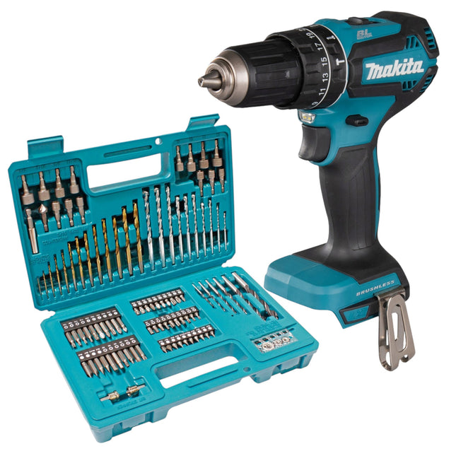 Makita DHP 485 Z Akku Schlagbohrschrauber 18 V 50 Nm Brushless 102 tlg Bit Bohrer Set ohne Akku ohne Ladegeraet 0 - toolbrothers