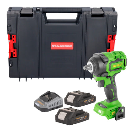 Procraft PWA18bb Akku Schlagschrauber 20 V 550 Nm 1 2 Brushless 2x Akku 2 0 Ah Ladegeraet RHINO Toolcase 0 - toolbrothers