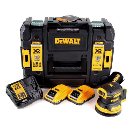 DeWalt DCW 210 L2 Akku Exzenterschleifer Brushless 18V 12.000U/min 125mm + 2x Akkus 3,0 Ah + 1x Schnellladegerät in TSTAK - Toolbrothers
