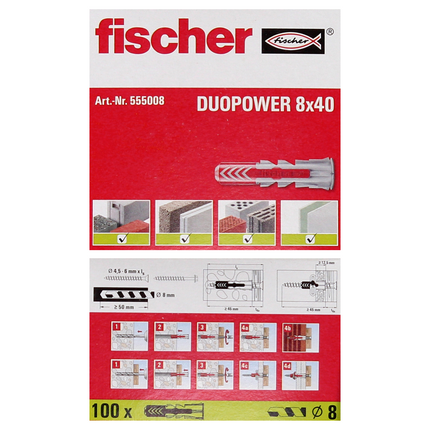 Fischer Tasselli DUOPOWER 8x40mm - 100 pz. ( 555008 )