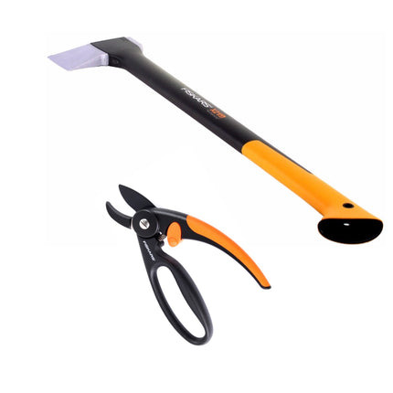 Fiskars X21 Axt Spaltaxt - L 3D 71cm 1,6kg ( 1015642 ) + Fiskars P43 Amboss Gartenschere Elegance Fingerloop 20mm ( 1001535 )