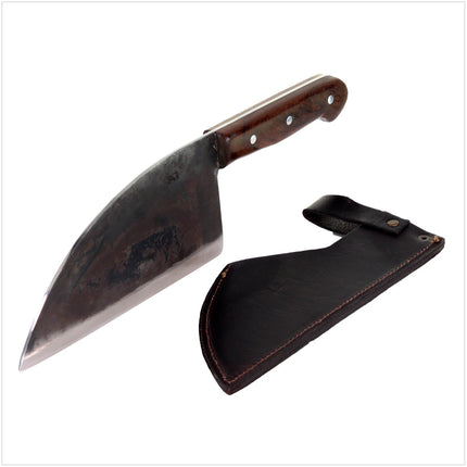 Serra Grande ''Cutelo Carbono'' coltello da cucina tradizionale brasiliano forgiato a mano con lama da 20,3 cm + fodero in vera pelle