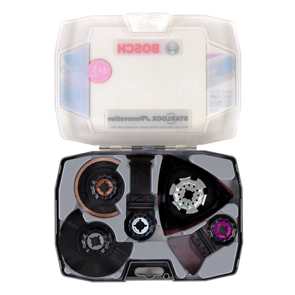 Bosch GOP 12V-28 Akku Multi-Cutter 12V Starlock Brushless Solo + Starlock Set Best of Renovation 5tlg. + L-Boxx - ohne Akku, ohne Ladegerät