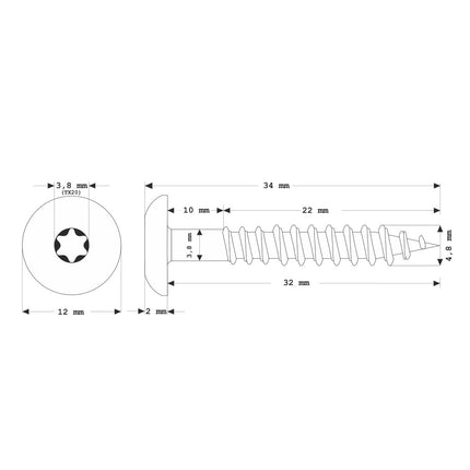Meisterling Fassadenschrauben 4,8x32 mm 100 Stück ( 010020000131 ) 12 mm Flachkopf dunkelbraun mit Torx Teilgewinde V2A Edelstahl