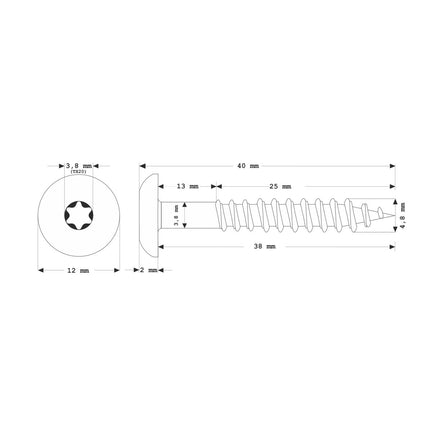 Meisterling Fassadenschrauben 4,8x38 mm 100 Stück ( 010020000241 ) 12 mm Flachkopf dunkelgrün mit Torx Teilgewinde V2A Edelstahl