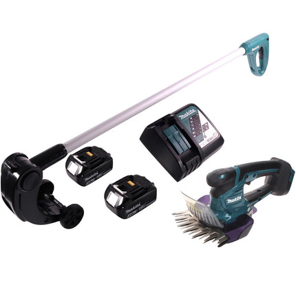 Makita DUM 604 RF Akku Grasschere 18 V + Griffverlängerung mit Rolle + 2x Akku 3,0 Ah + Ladegerät