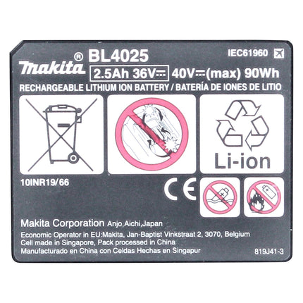 Set di batterie Makita 40 V con 4x BL 4025 2,5 Ah ( 4x 191B36-3 ) XGT Li-Ion classe di protezione IP64 con display LED