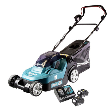 Rasaerba a batteria Makita DLM 432 RM2 36 V (2x 18 V) 43 cm senza spazzole + 2x batterie 4,0 Ah + caricabatterie