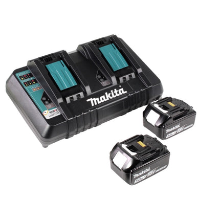 Makita DLM 432 PT2 Akku Rasenmäher 36 V ( 2x 18 V ) 43 cm Brushless + 2x Akku 5,0 Ah + Doppel Ladegerät