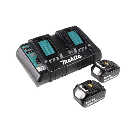 Makita DLM 382 PT2 Rasaerba a batteria 36V ( 2x 18V ) / 38 cm / 40 l + 2x Batterie 5,0 Ah + Caricabatterie doppio