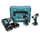 Kit combinato Makita DLX 2221 JX2 18 V con DHP 483 40 Nm + DTD 155 140 Nm senza spazzole + 2x batteria 3,0 Ah + caricabatterie + Makpac