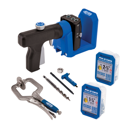 KREG Pocket Hole Jig 520 PRO Taschenloch Bohrschablone ( KPHJ520PRO ) + Stufenbohrer + Bit + Schrauben + Zwinge - Toolbrothers