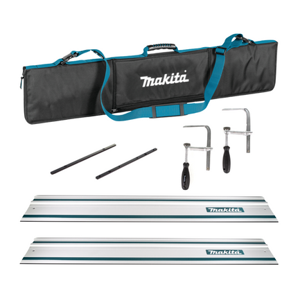 Guida Makita per seghe 1000 mm 2 pezzi ( 2x 199140-0 ) + 2x connettori per guida + 2x morsetti a vite + borsa per guida portatile